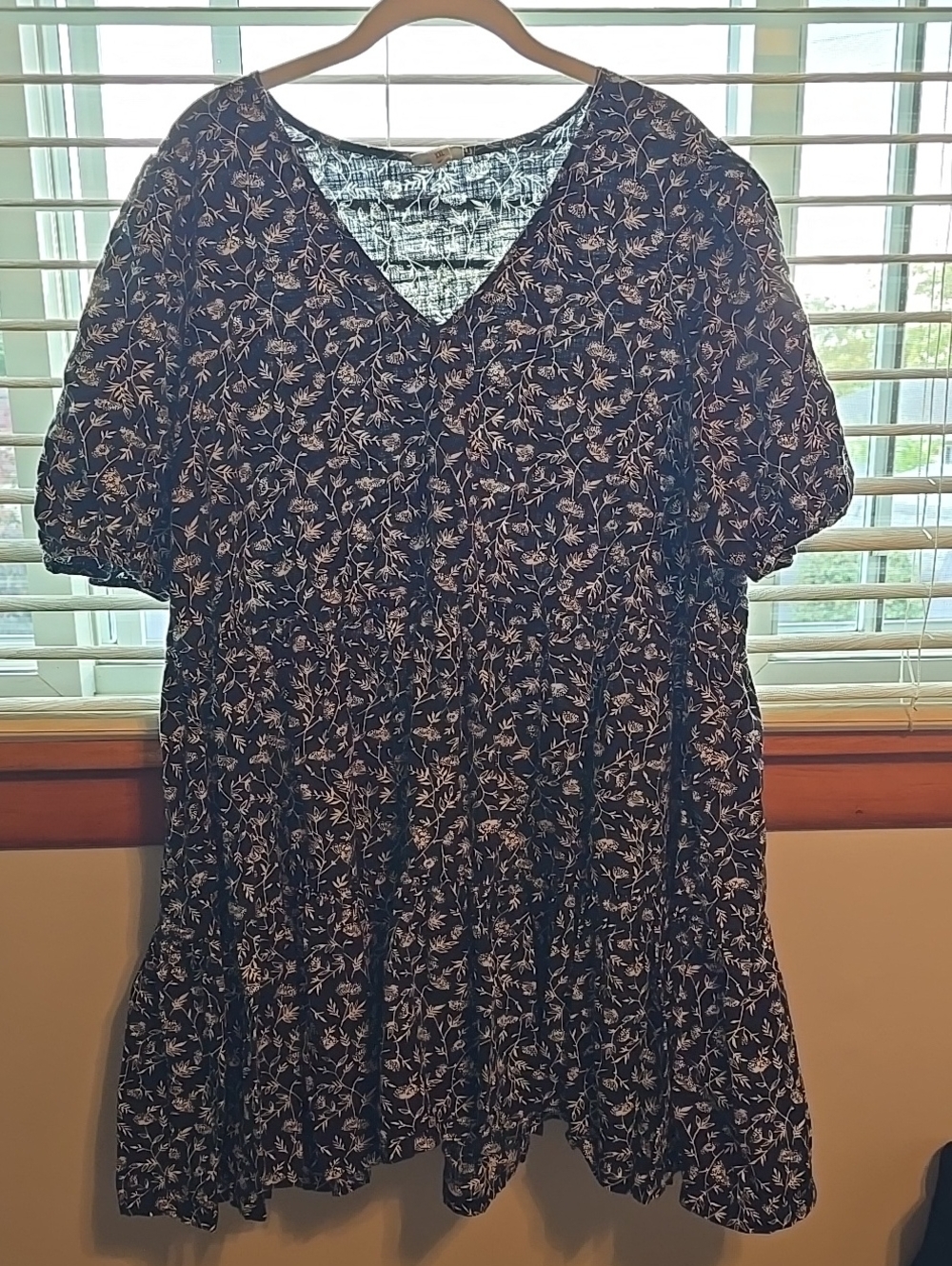 a.n.a Black Floral V-Neck Tiered Midi Dress